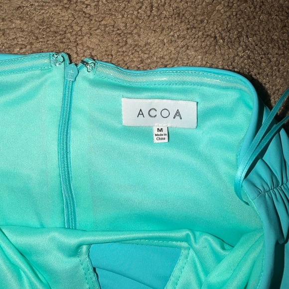 Turquoise Ruched One-Piece - Picture 2 of 3